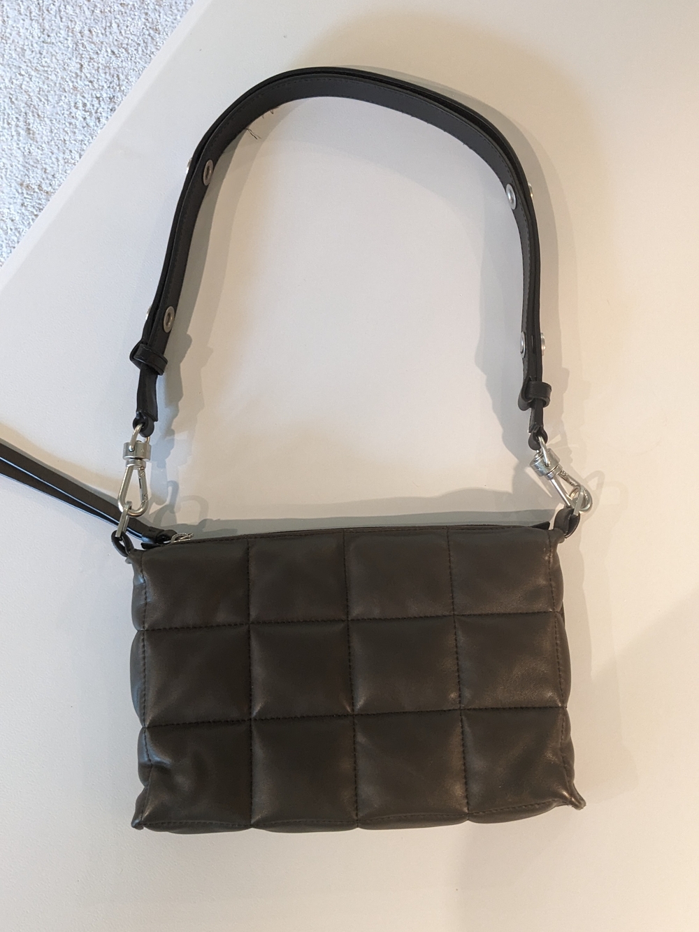 All Saints Olive Quilted Leather Eve Shoulder Bag - Picture 7 of 15